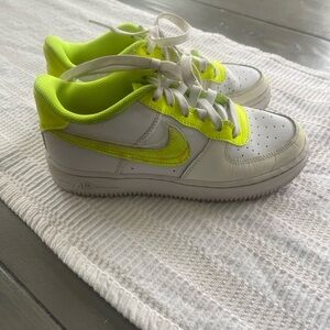 Kids White and Neon Yellow Sneakers